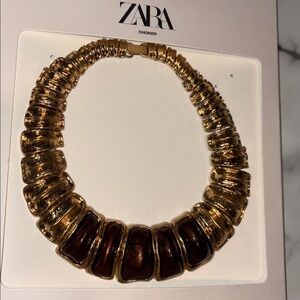 Zara Gold and Brown Vintage-Inspired Choker